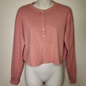 Aritzia | Wilfred Free 1/2 Button Ribbed Crop Sweater size Small